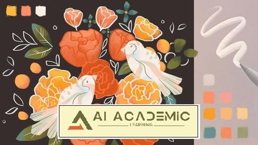 استفاده از یک براش در Procreate برای طراحی یک کامپوزیشن گل