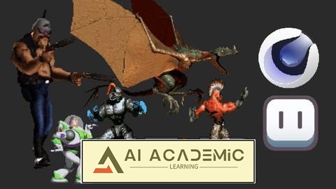 اسپرایت‌های انیمیشن کاراکتر دوبعدی در Cinema 4D و Aseprite