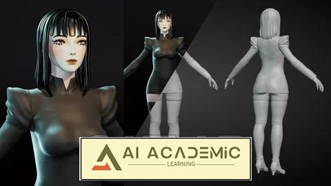 مجسمه سازی کامل کاراکتر در بلندر سه‌بعدی - زن و دختر زیبا