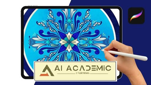 هنر Procreate - طراحی به سبک سفال آبی با استفاده از الگوهای Zentangle و موتیف‌های سنتی