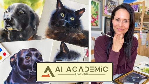 تسلط به آبرنگ - نقاشی واقع‌گرایانه حیوانات سیاه با تکنیک خیس در خیس و لیفت کردن