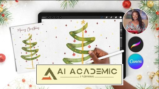 از Procreate تا کانوا - طراحی کارت‌های کریسمس آبرنگی