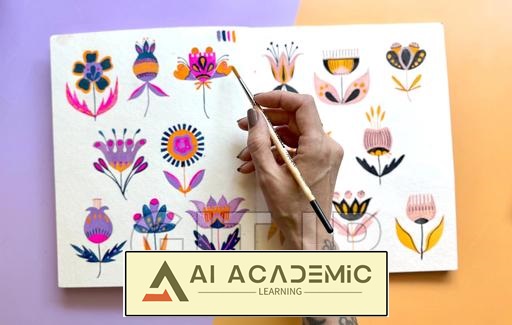 هنر فولکلور گل و گیاه مدرن - طراحی و نقاشی گل‌ها و برگ‌های خیال‌انگیز با گواش و آبرنگ