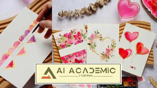 ساخت کارت‌های آبرنگی با طرح گل و قلب برای عزیزان و مناسبت‌های ویژه