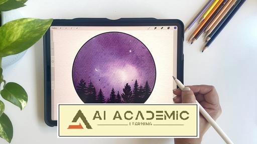 مناظر جنگل مه‌آلود در Procreate - خلق صحنه‌های اتمسفریک با آبرنگ