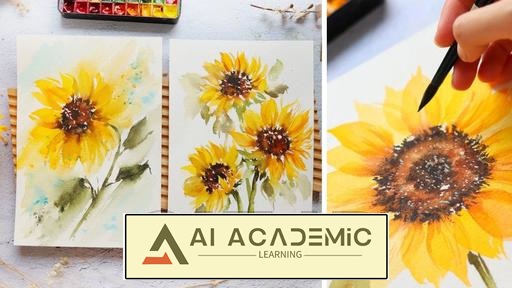 نقاشی گل آفتابگردان با آبرنگ: پذیرفتن سبکی آزاد و گویا