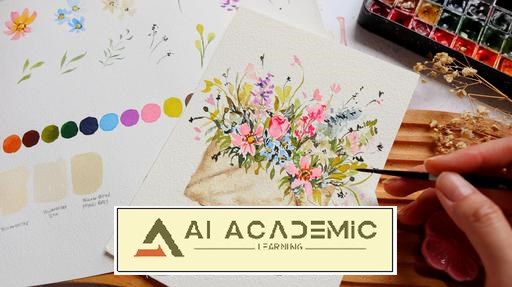 نقاشی گل‌های لطیف در یک پاکت نامه وینتیج با آبرنگ - پروژه‌ای آرام و خلاقانه