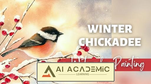 پرنده چرخ ریسو زمستانی با آبرنگ: نقاشی یک صحنه دنج برفی