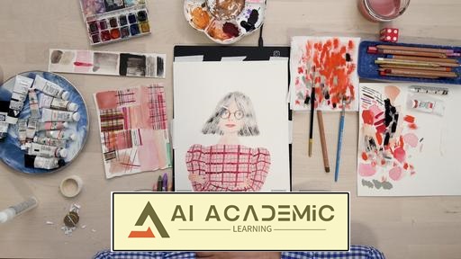 تصویرسازی میکس مدیا - خلق یک خودانگاره با آبرنگ، گوآش و غیره