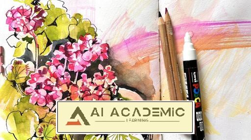 اسکچ‌های اکسپرسیو در Mixed Media: پروانه‌ها، گل‌ها و مناظر