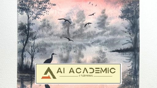 سکون صورتی - منظره آرام و مه‌آلود با آبرنگ