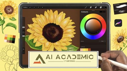 آموزش آسان تصویرسازی دیجیتال: نقاشی آفتابگردان اکریلیک در Procreate
