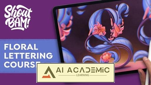یادگیری حروف‌نگاری گلدار در Procreate - از اسکچ تا اثر نهایی رنگی