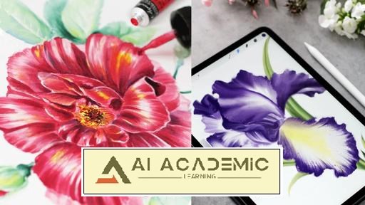نقاشی گام به گام گیاهان با آبرنگ، جوهر و Procreate
