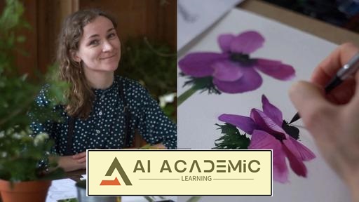 تسلط به آبرنگ - یادگیری نحوه نقاشی گل‌ها و سبزه‌ها گام‌به‌گام