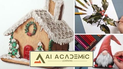 نقاشی‌های کریسمسی با مداد رنگی