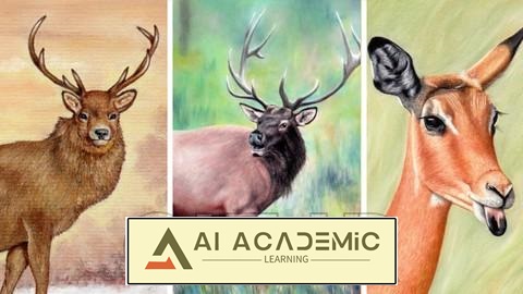 چگونه گوزن شمالی، گوزن نر و ایمپالا را رنگ‌آمیزی کنیم؟ - دوره مداد پاستل