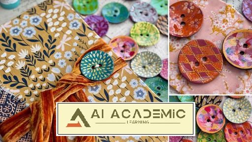 جسور و زیبا - دکمه‌های چوبی نقاشی‌شده دست‌ساز برای آرت ژورنال‌ها