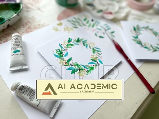 نقاشی حلقه گل کریسمس با گواش
