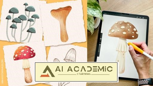 هنر قارچ در Procreate: بررسی سبک‌های جوهر، گرافیکی، آبرنگ و مداد رنگی