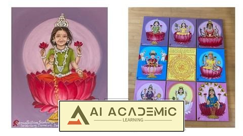 یادگیری نقاشی رنگ روغن آدی لاکشمی (آشتا لاکشمی) را از ابتدا