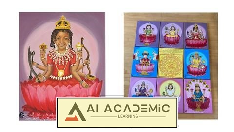 یادگیری نقاشی رنگ روغن دَهریا لاکشمی (آشتالا کشمی) از ابتدا