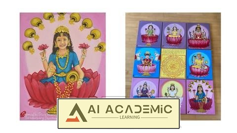 یادگیری نقاشی رنگ روغن دهانا لاکشمی (آشتا لاکشمی) از ابتدا