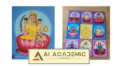 یادگیری نقاشی رنگ روغن سانتانا لاکشمی (آشتا لاکشمی) از ابتدا