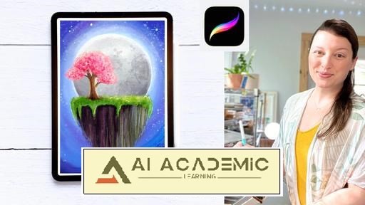 نقاشی در Procreate – نقاشی یک جزیره شناور جادویی – شامل براش رایگان و بوم دارای تکسچر
