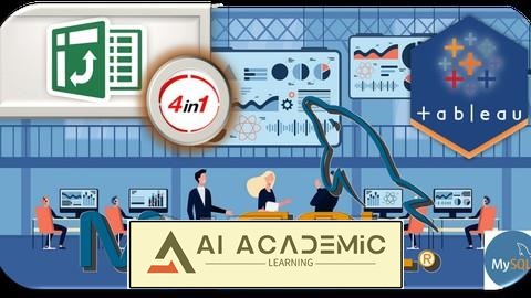 جداول محوری و نمودارهای اکسل، MySQL و Tableau (چهار دوره در یک)