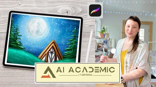 نقاشی در Procreate - نقاشی یک کلبه جنگلی خیال‌انگیز روی iPad همچنین Brush + Canvas رایگان