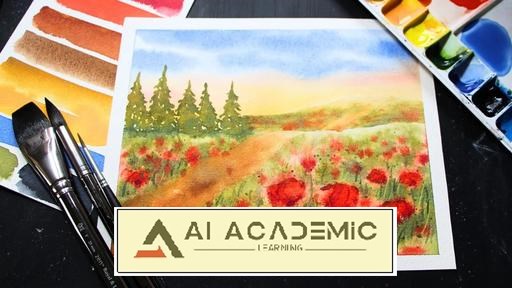 آموزش نقاشی منظره‌ چمنزار با آبرنگ
