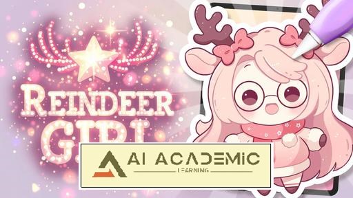 طراحی یک دختر گوزن شمالی بامزه به سبک Kawaii در Procreate - تصویرسازی زمستانی و دوست‌داشتنی Chibi