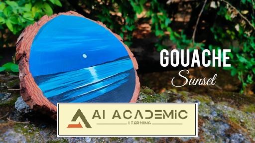 غروب گواش روی زیرلیوانی چوبی