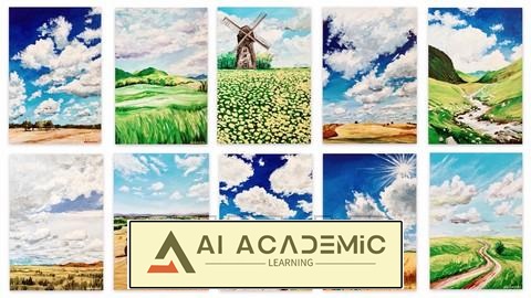 15 روز از آسمان تابستان - نقاشی اکریلیک برای مبتدیان