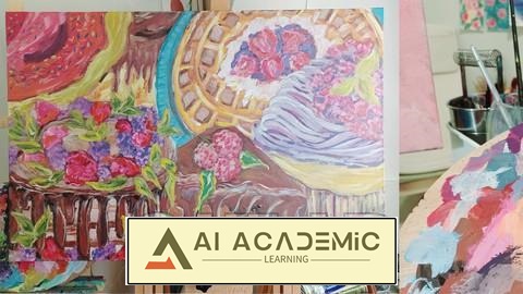 نقاشی اکریلیک غذای شیرین