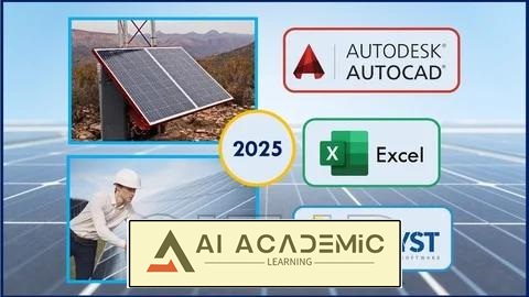 دوره کامل انرژی خورشیدی PV 2025 - اکسل، PVsyst و AutoCAD