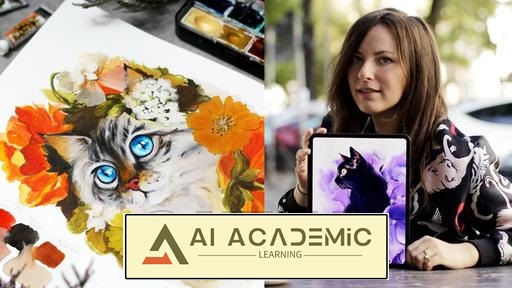 دفترچه طراحی گربه‌ها و گل‌ها: تسلط به تکسچرها در آبرنگ و Procreate