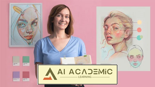 طراحی پرتره سرزنده با مداد رنگی