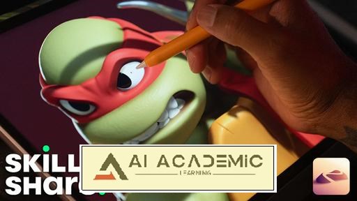 دوره Cowabunga! مجسمه‌سازی سه‌بعدی یک لاک‌پشت نینجای جهش‌یافته نوجوان با Nomad Sculpt