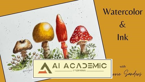 قارچ‌های رنگارنگ با آبرنگ و جوهر: آموزش آسان و آرامش‌بخش گام‌به‌گام